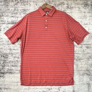 FootJoy Golf Polo Shirt Men's XL‎ Coral Stripe Blue Black Performance